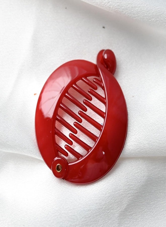 Prettyou Forest 2.5" Effortless Beauty Assorted Side Combs Hair Clip Pins Round Banana Clips, pack of 4 (red) - Image 4